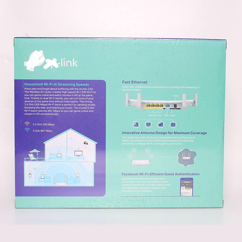 TP-Link Archer C50 Dual-Band AC1200 Wireless Wifi Router 4x 5dBi Antennas 1000mbps Max LAN Data QoS Firewall 4G Access Point